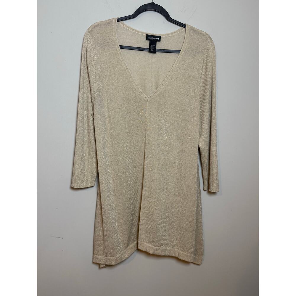 Lane Bryant Women’s 18/20W Sweater Gold‎ Tunic Lightweight Metallic